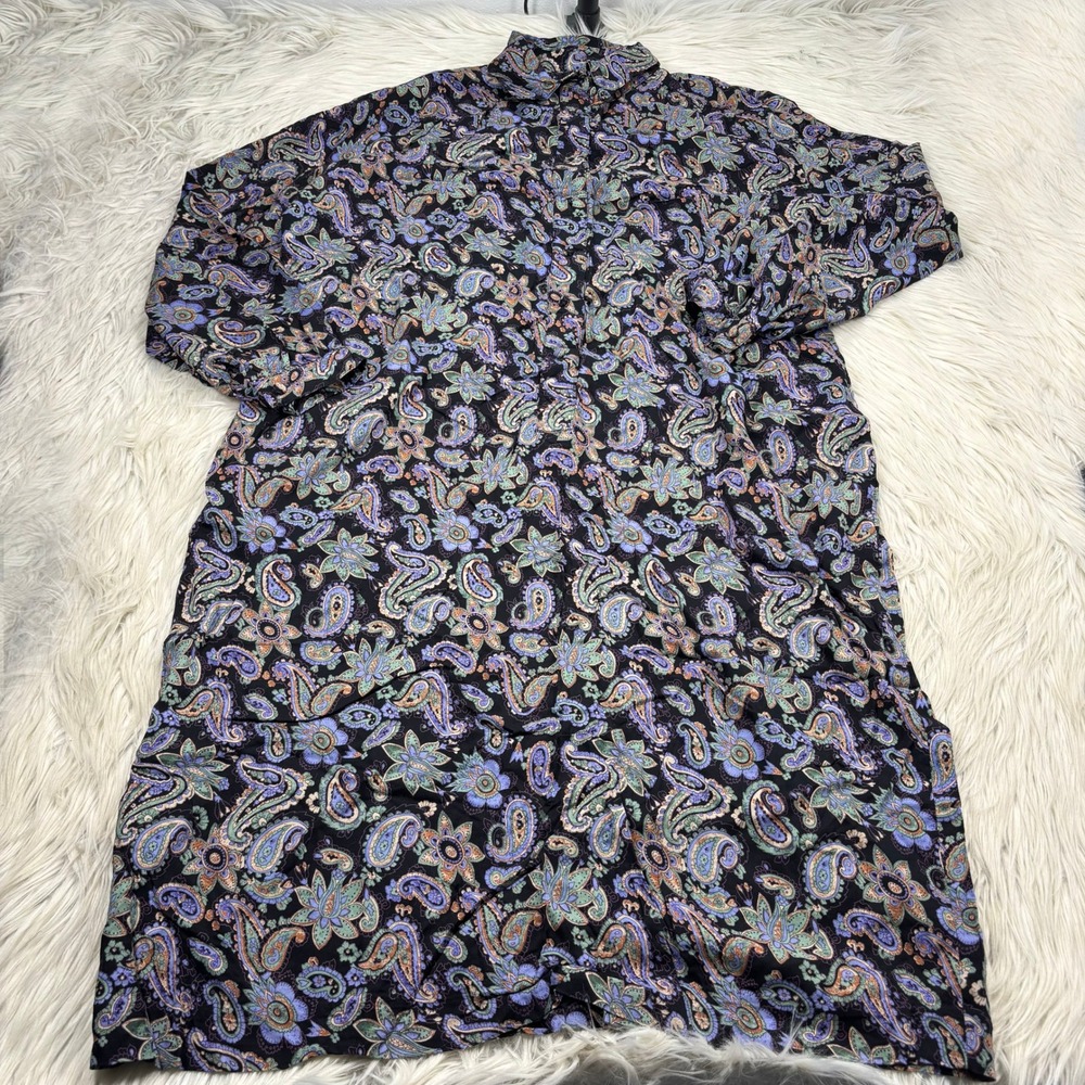 Vintage 90's La Chemise Women's L‎ XL Dark Paisley Midi Shirt Dress Whimsigoth